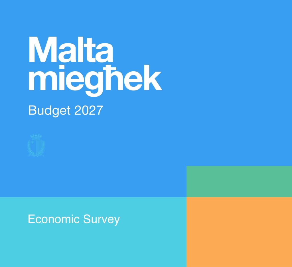 Cover of the Budget Economic Survey 2027 Titled “Malta miegħek”